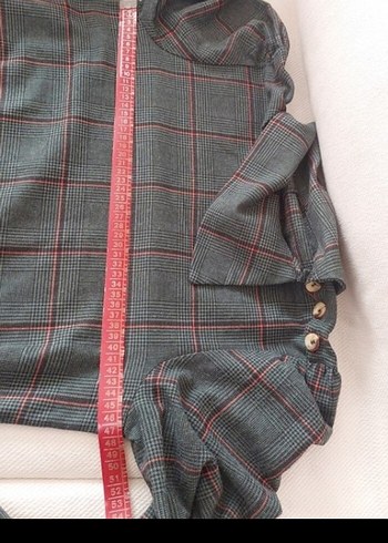 Kemerli yesil Ekose Midi Kadın elbise - Görsel 9