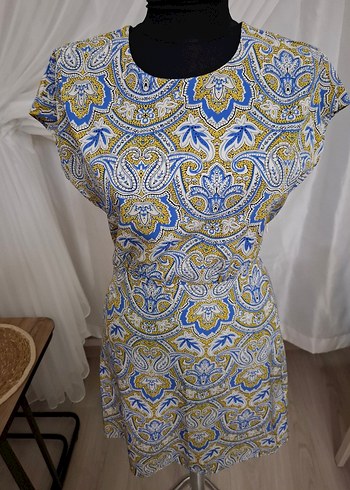 Renkli Bohem Mini elbise - Görsel 5