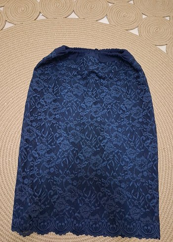 Lacivert Dantel Detaylı Uzun Hamile Eteği - Görsel 3