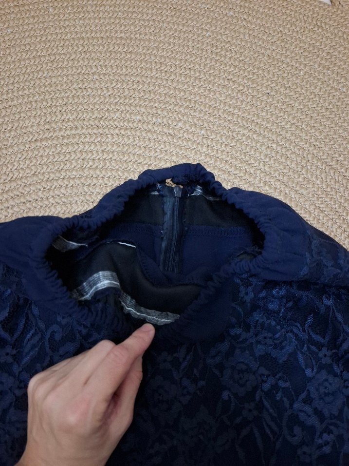 Lacivert Dantel Detaylı Uzun Hamile Eteği - Görsel 4