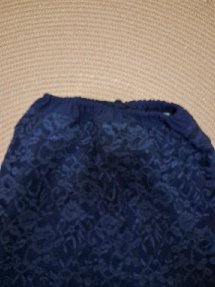 Lacivert Dantel Detaylı Uzun Hamile Eteği - Görsel 5