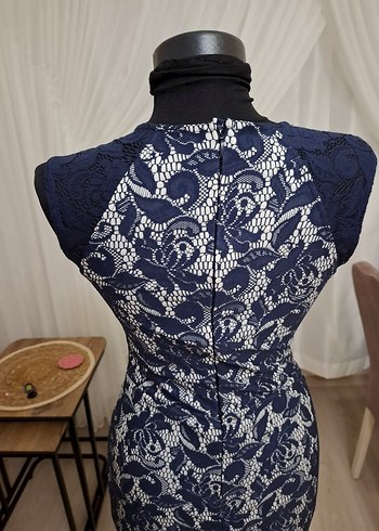 Lacivert Nakışlı Dantel Detaylı Bohem Bluz - Görsel 6