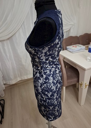 Lacivert Nakışlı Dantel Detaylı Bohem Bluz - Görsel 5