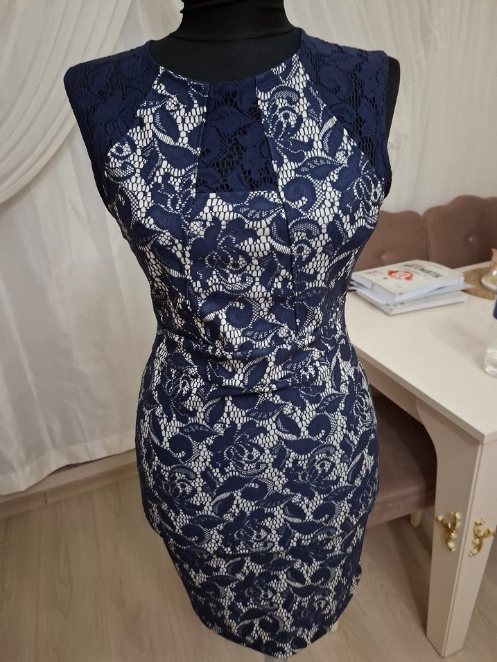 Lacivert Nakışlı Dantel Detaylı Bohem Bluz - Görsel 4