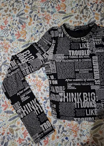 Kız Çocuk Gri Baskılı Uzun Kollu Tişört - Görsel 4