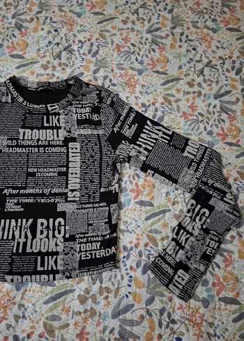 Kız Çocuk Gri Baskılı Uzun Kollu Tişört - Görsel 3