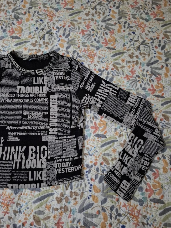 Kız Çocuk Gri Baskılı Uzun Kollu Tişört - Görsel 3