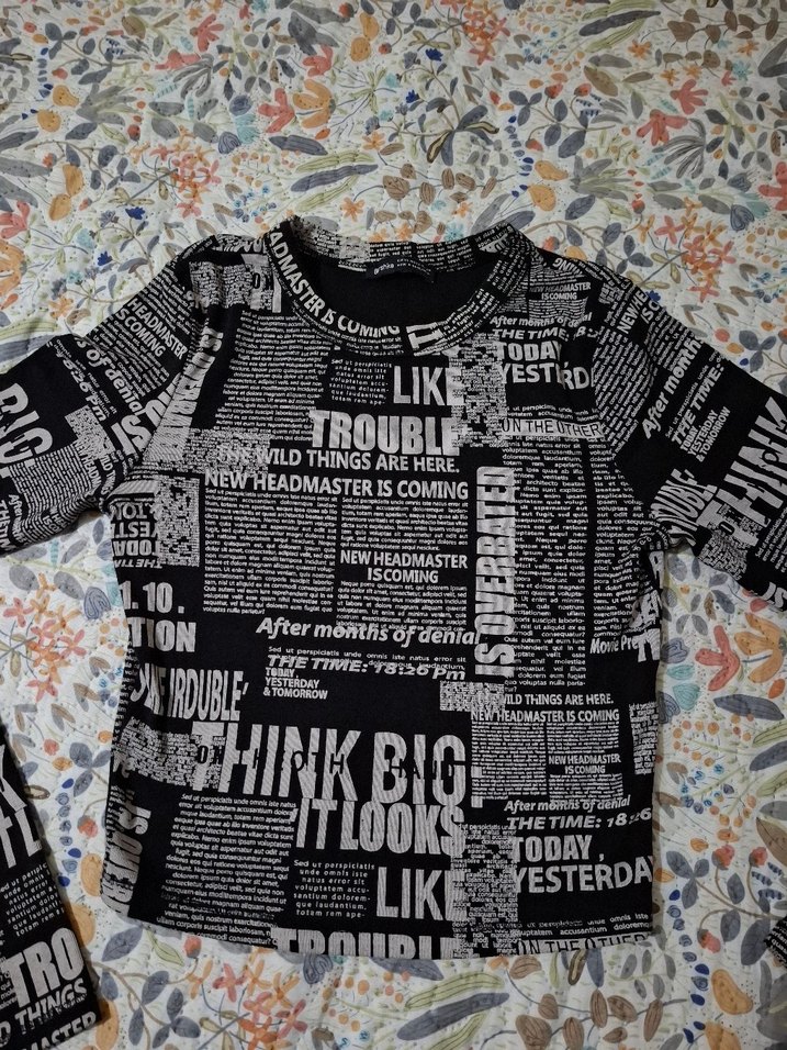 Kız Çocuk Gri Baskılı Uzun Kollu Tişört - Görsel 2