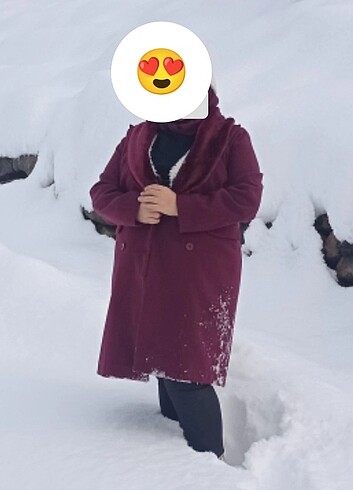 44 Beden bordo Renk Kaşe kaban