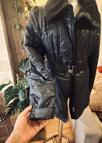 Kemerli Siyah Deri Gotik Kadın Ceket ADIDAS - Görsel 7