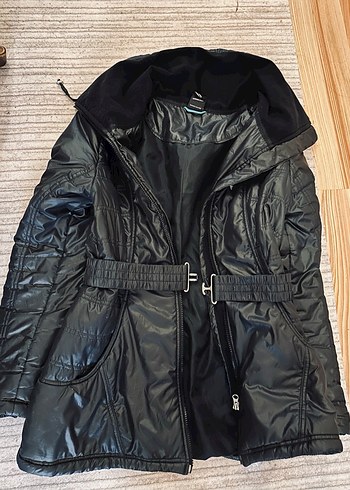 Kemerli Siyah Deri Gotik Kadın Ceket ADIDAS - Görsel 4