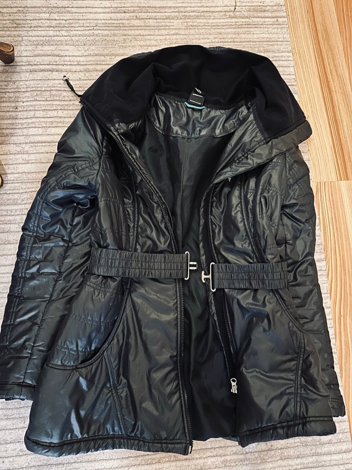 Kemerli Siyah Deri Gotik Kadın Ceket ADIDAS - Görsel 4