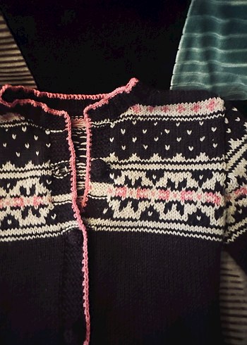 Nakışlı Örgü Kahverengi vintage Hirka - Görsel 9