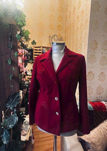 Bordo Kadın kamir vintage Ceket - Görsel 3