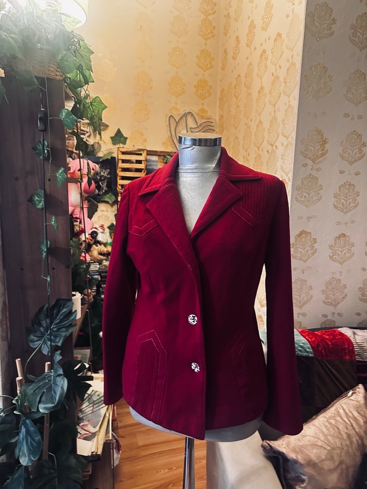 Bordo Kadın kamir vintage Ceket - Görsel 3