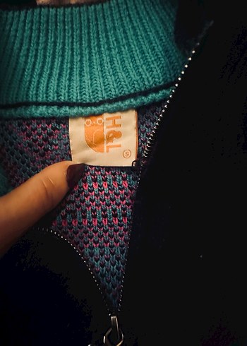 Renkli vintage Yüksek Yakalı Örgü Kadın Kazak - Görsel 7