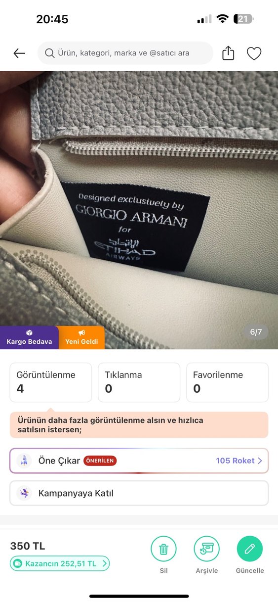 Armani makyaj çantası orj ürün - Görsel 5