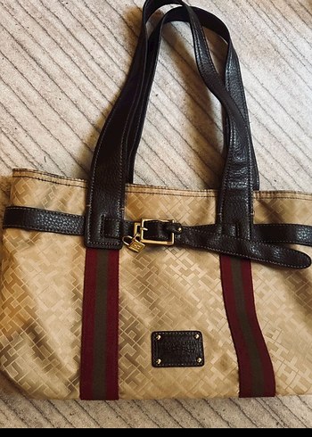 KREM TommyHİLLFİGER Kahverengi Deri Kemerli Kadın Çanta orijinal - Görsel 3