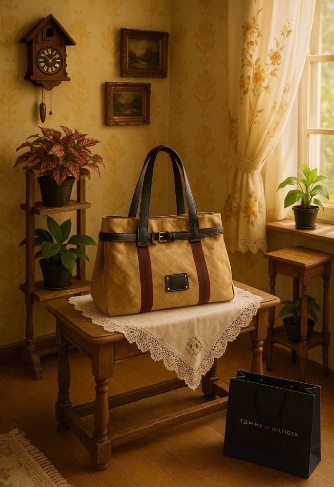 KREM TommyHİLLFİGER Kahverengi Deri Kemerli Kadın Çanta orijinal - Görsel 2