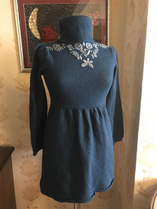 m Beden yeşil Renk Mango tam kışlık mini elbise veya blujeanlerle harika bir tünik 