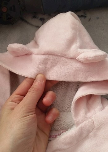 Pembe Kapüşonlu Bebek Kız Tulumu - Görsel 5