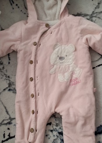 Pembe Kapüşonlu Bebek Kız Tulumu - Görsel 7