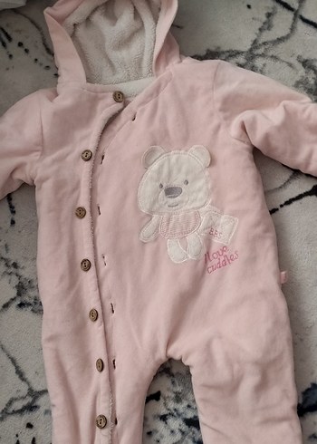 Pembe Kapüşonlu Bebek Kız Tulumu - Görsel 8