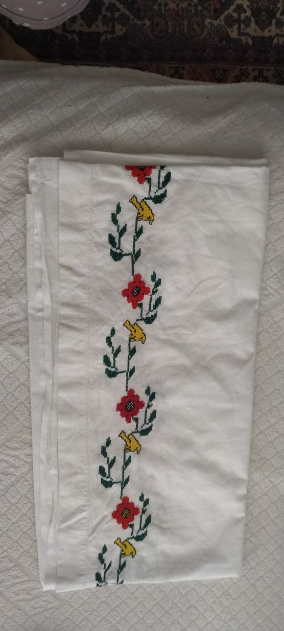 Nakışlı Beyaz Mutfak Havlusu - Görsel 2