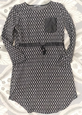 Beli Kemerli Gri Kadın Triko Elbise - Görsel 6