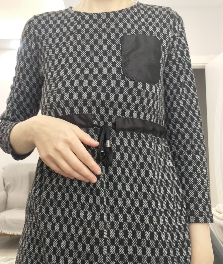 Beli Kemerli Gri Kadın Triko Elbise - Görsel 2