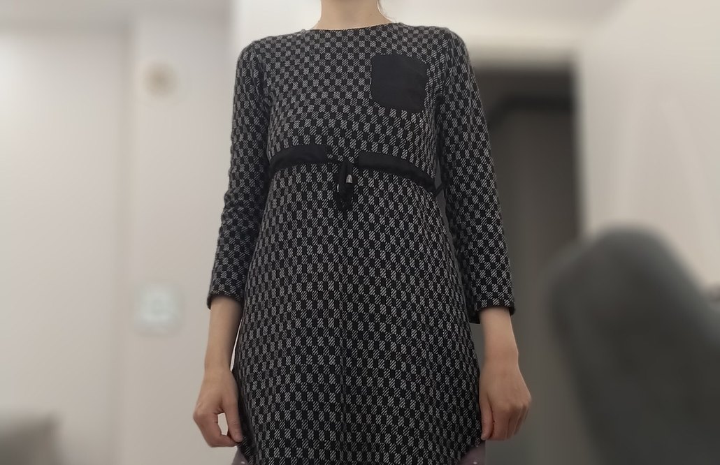 Beli Kemerli Gri Kadın Triko Elbise - Görsel 3