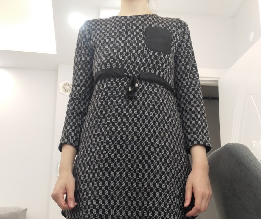 Beli Kemerli Gri Kadın Triko Elbise - Görsel 4