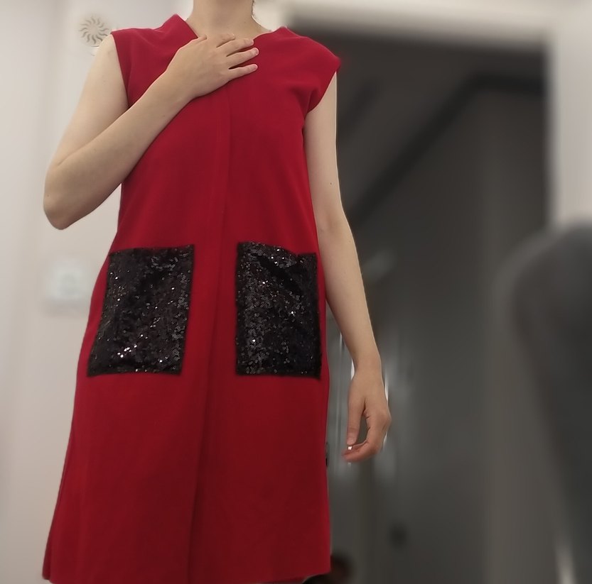 Kırmızı Midi Parlak Kadın Abiye Elbise - Görsel 3