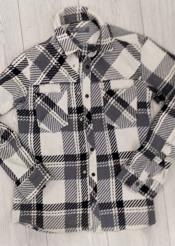 Düğmeli Gri Ekose Kadın Gömlek - Görsel 2