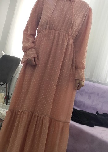 Uzun Kollu pudra Uzun Elbise - Görsel 2