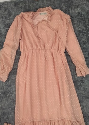 Uzun Kollu pudra Uzun Elbise - Görsel 4