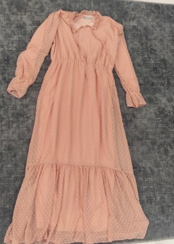 Uzun Kollu pudra Uzun Elbise - Görsel 7