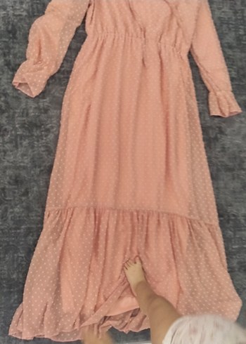 Uzun Kollu pudra Uzun Elbise - Görsel 10