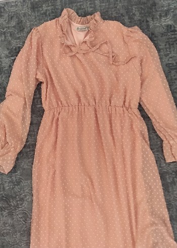 Uzun Kollu pudra Uzun Elbise - Görsel 8