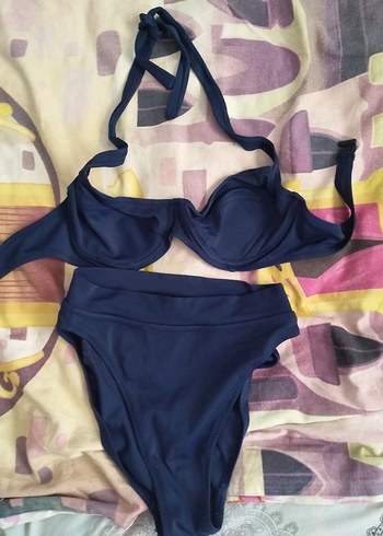 Sade Lacivert Drapeli Kadın Bikini