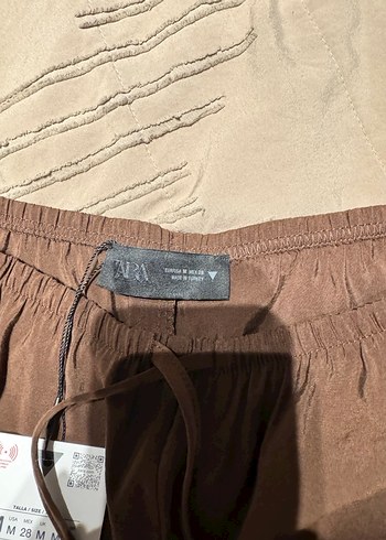 m Beden Zara Kadın Kahverengi Keten Rahat Pantolon