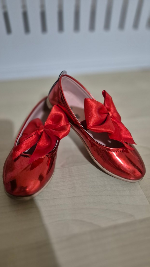 Kız Çocuk Parlak Kırmızı Fiyonk Detaylı Babet - Görsel 3