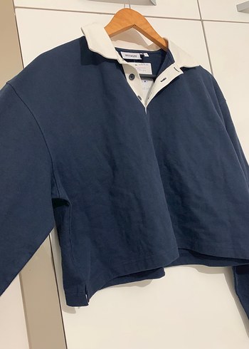 U.S Polo Assn. Düğmeli Polo Yaka Lacivert Kadın Sweatshirt