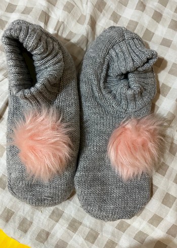 Gri Triko Kız Ev Terliği - Görsel 2