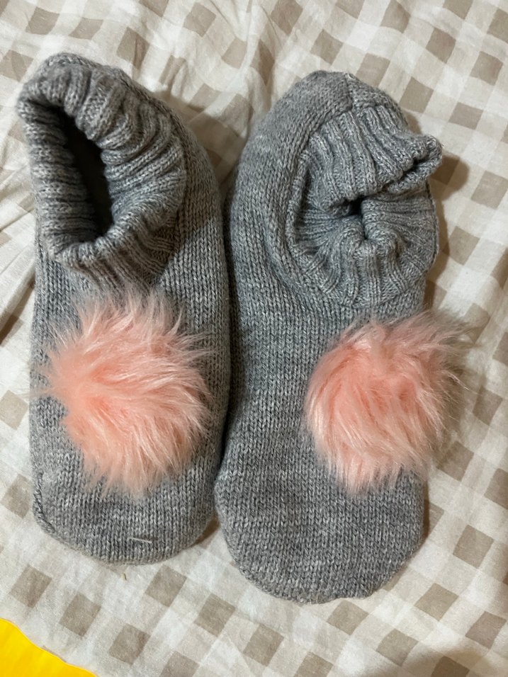 Gri Triko Kız Ev Terliği - Görsel 2