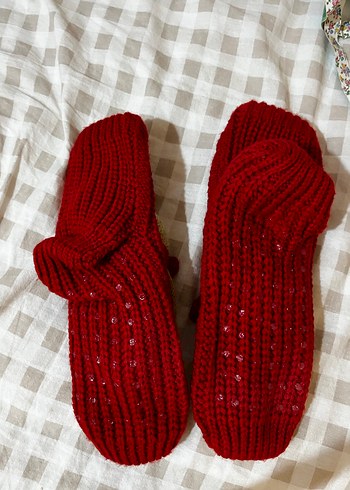 Kızlar için Nakışlı Örgü Sıcak Terlikler - Görsel 4