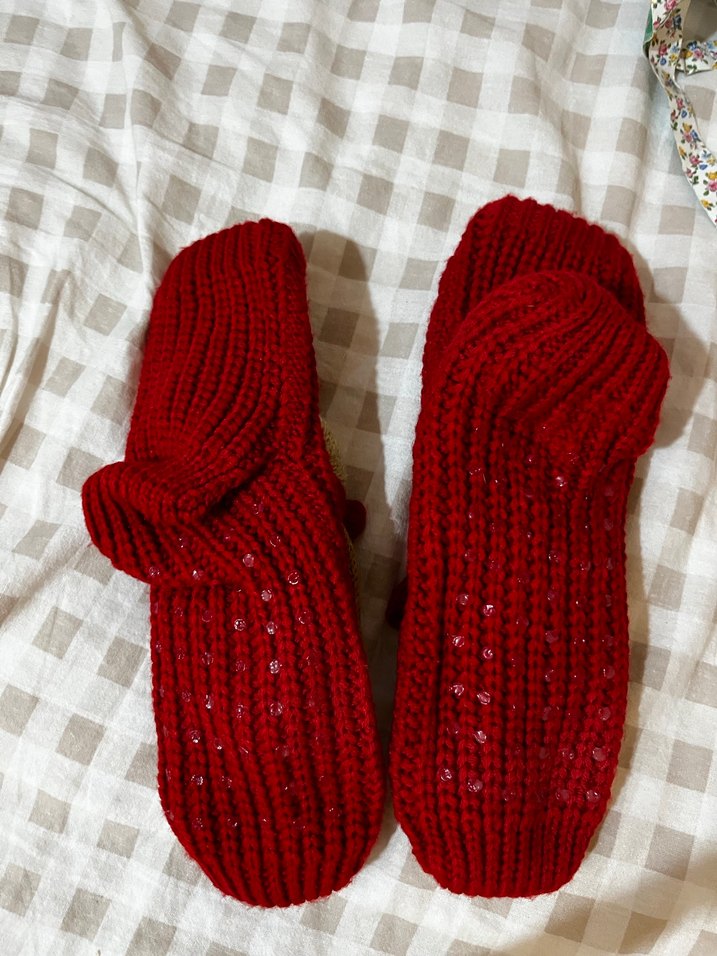 Kızlar için Nakışlı Örgü Sıcak Terlikler - Görsel 4