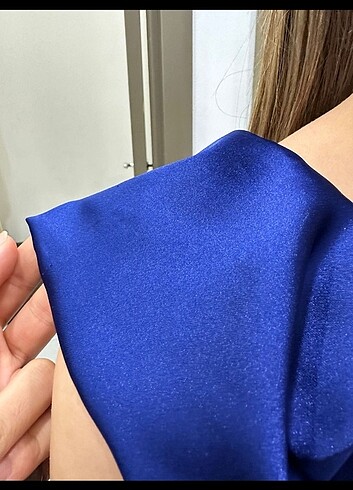 Saks mavisi gece elbisesi - Görsel 5