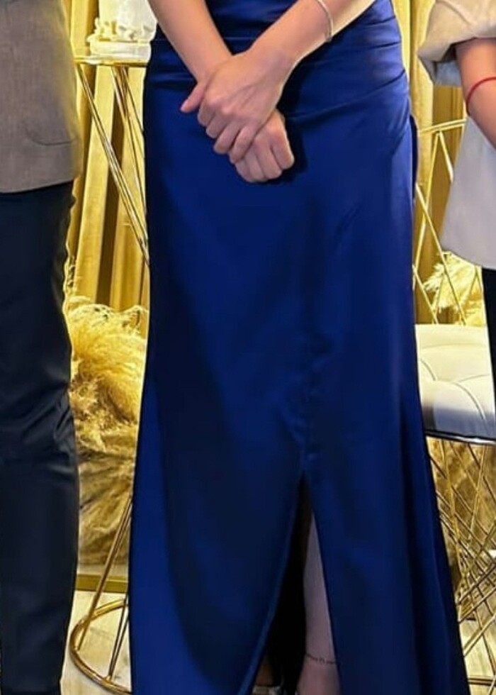 Saks mavisi gece elbisesi - Görsel 4