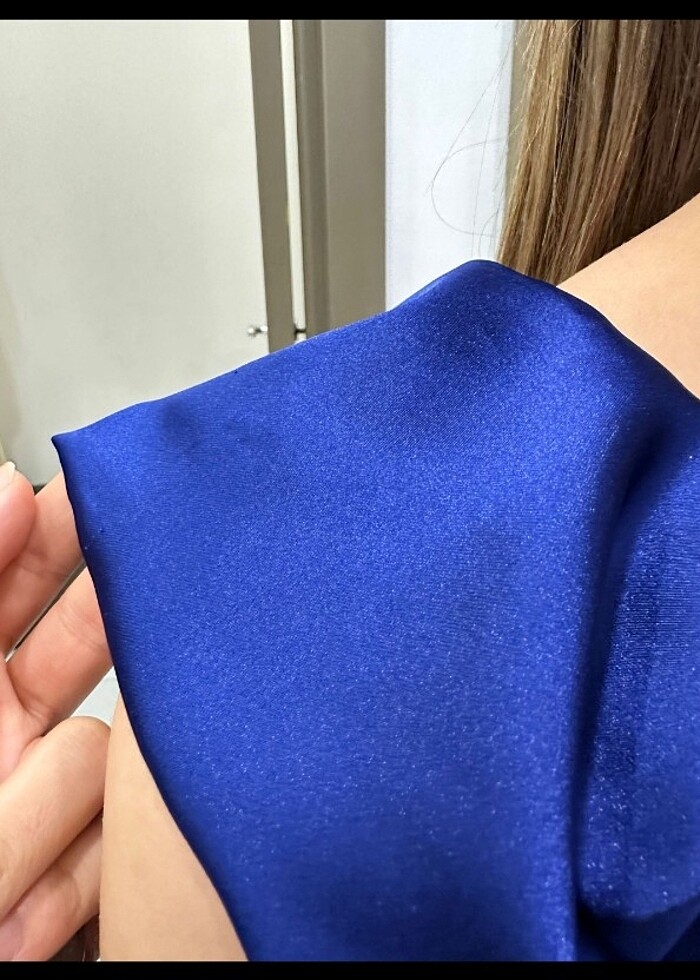 Saks mavisi gece elbisesi - Görsel 5